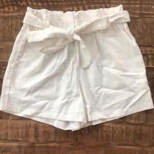 White linen shorts